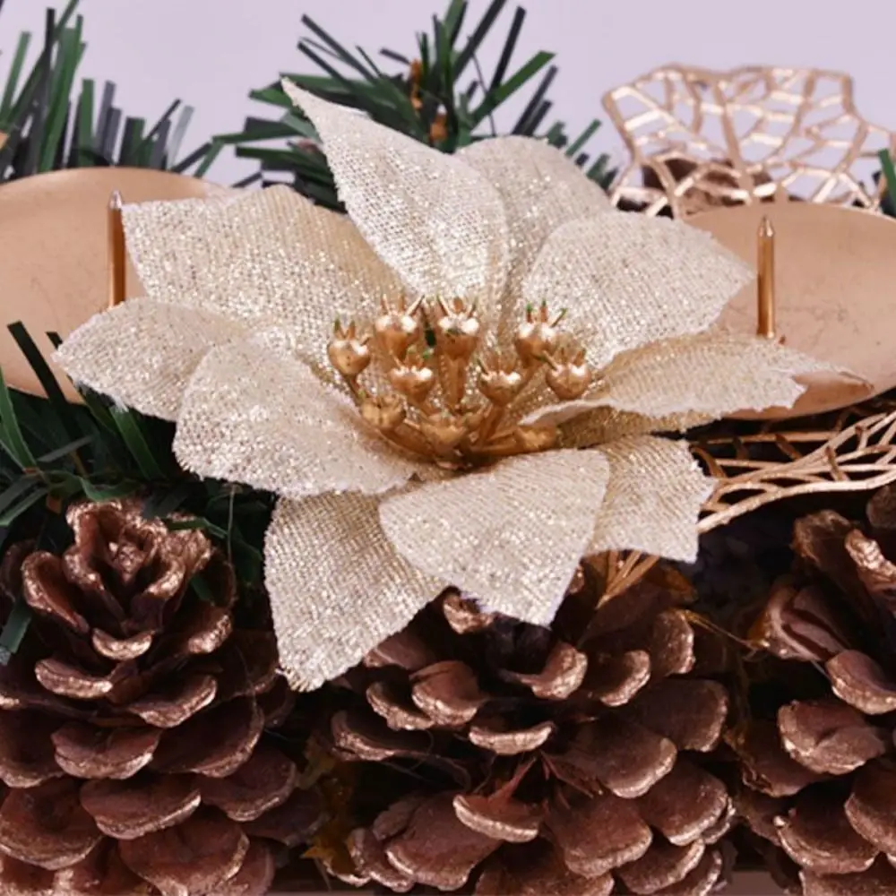 Artificial Floral Christmas Wreath Candle Holder Stable Durable Simulation Wreath Lamp Stand Safety