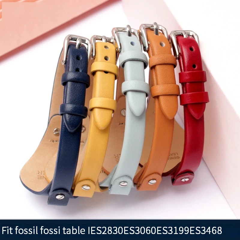 Ремешок из натуральной кожи для часов Fossil ES3077ES2830 ES3262 ES3060, маленький женский браслет из мягкой воловьей кожи, 8 мм