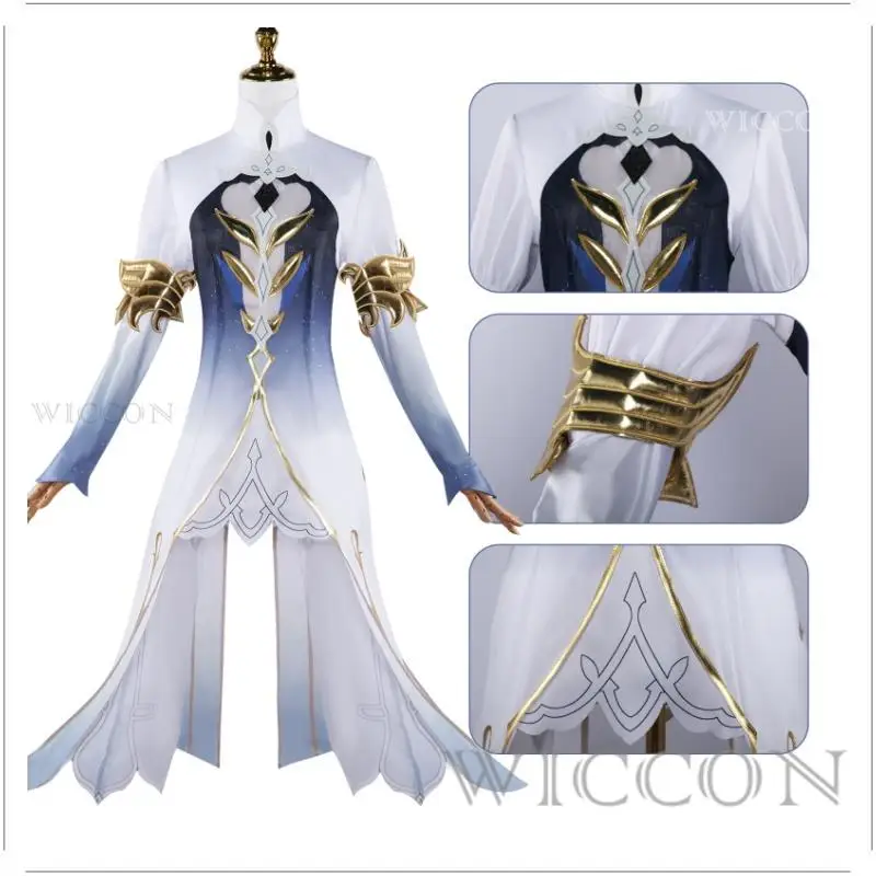 Anime Game Genshin Impact Fontaine Furina Focalors Cosplay Kostuum Jurk Uniform Focalors Pruik Cosplay Kostuum Hydro Archon