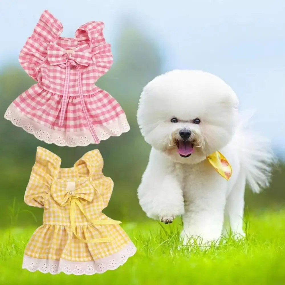 

Sweet Pet Flying Sleeves Skirt British Style Comfortable Cat Princess Dress Breathable Elegant Puppy Fairy Skirt Summer Spring