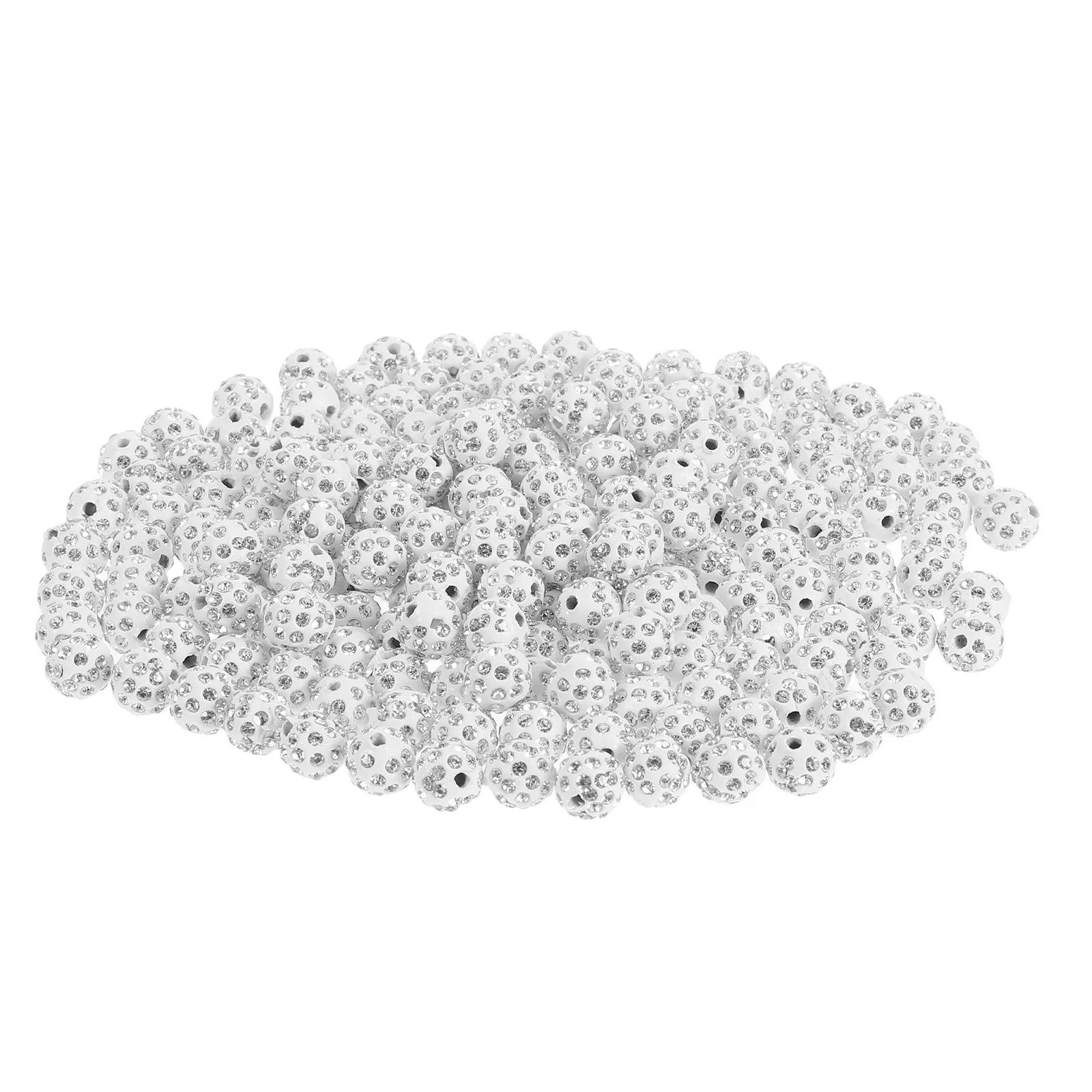 

200Pcs Jewelry Making Clay Beads White Shiny 10Mm Rhinestone Disco Ball Beads for Bracelets Necklaces Earrings Craft Supplies