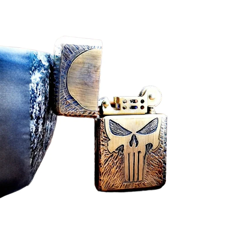 

ZORRO Brass Handmade Old Double sided Carved Windproof Kerosine Lighter Classic Grinding Wheel Ignition Collection Retro Lighter