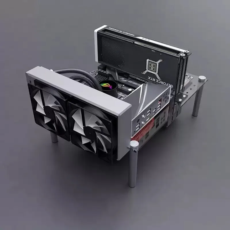 Open Frame Computer Case, Fully Transparent Acrylic Test Platform Bracket, Supports MATX ATX Motherboard