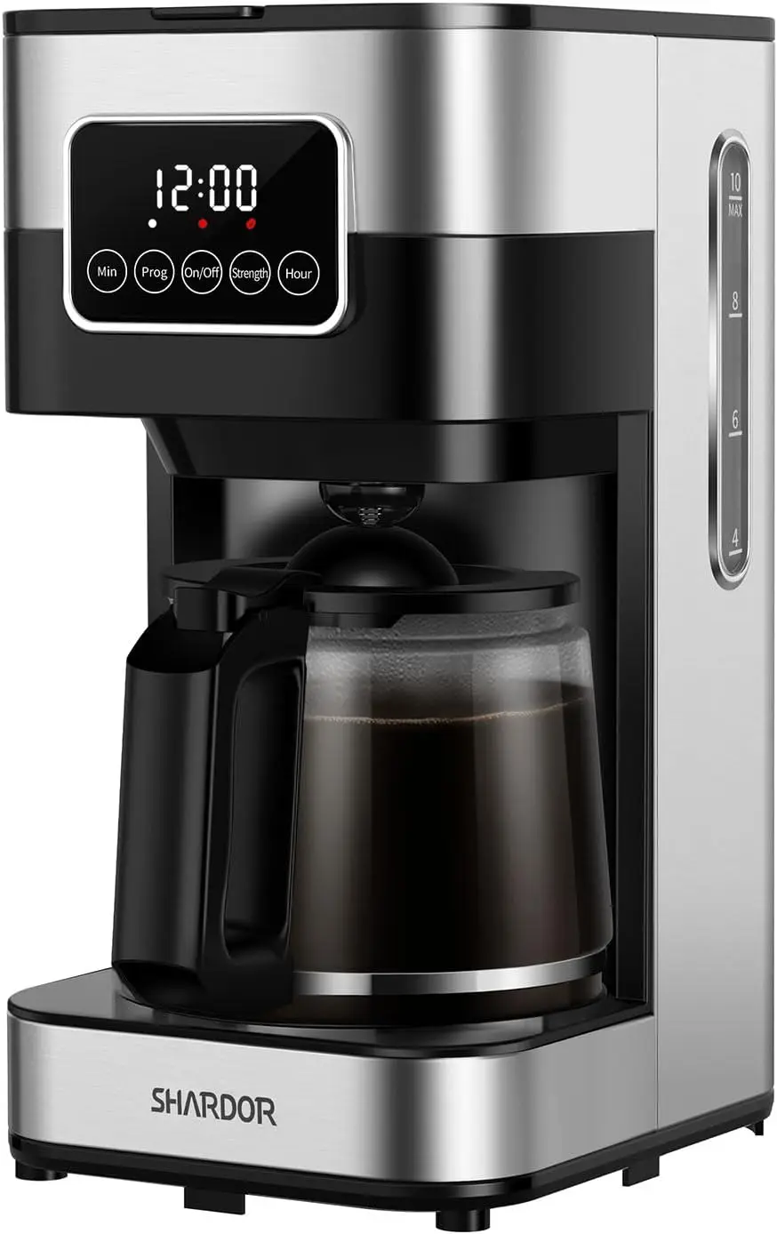 

SHARDOR Coffee Maker Programmable, Drip Coffee Machine with Timer, 10-Cup Coffee Pot with Auto Shut-Off, Home & Office, Glass