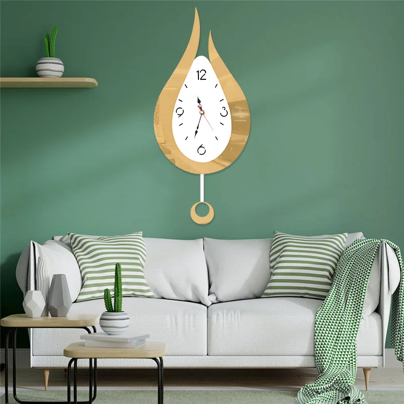 

Water Drop Wall Clock Modern Minimalist Swing Clock Acrylic Pendulum Wall Hanging Living Room Bedroom Mute Clock Home Decoration