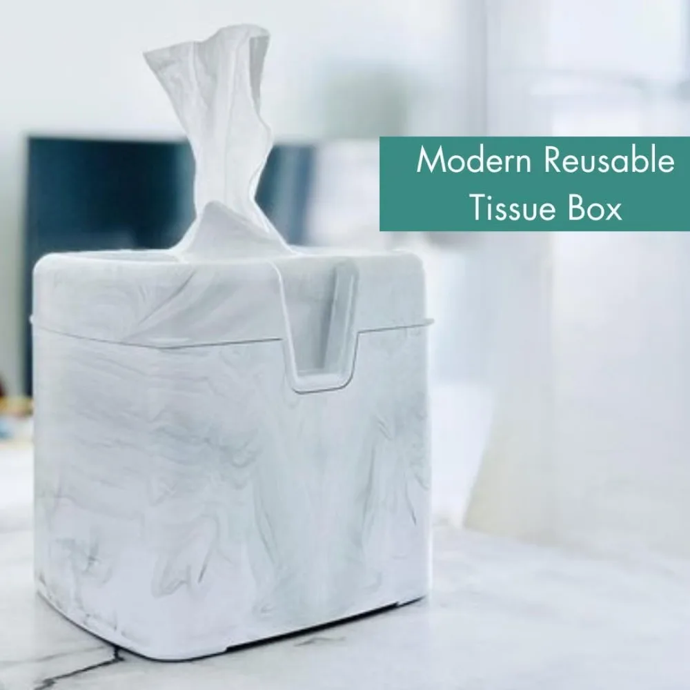 Tissue Caddy Life Hack Toilet Paper Dispenser - Money Saver Alternative to Tissue Box and Holder for Home, Bathroom - White Marble view 6