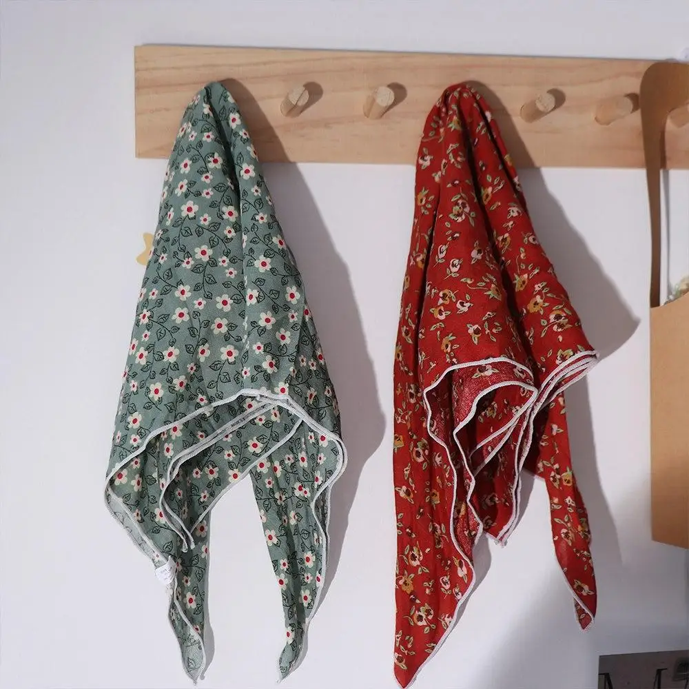 

Female Shawl Flower Cotton Linen Tie Neckerchief Printing Korean Style Scarves Printed Scarf Silk Scarf Small Square Scarf