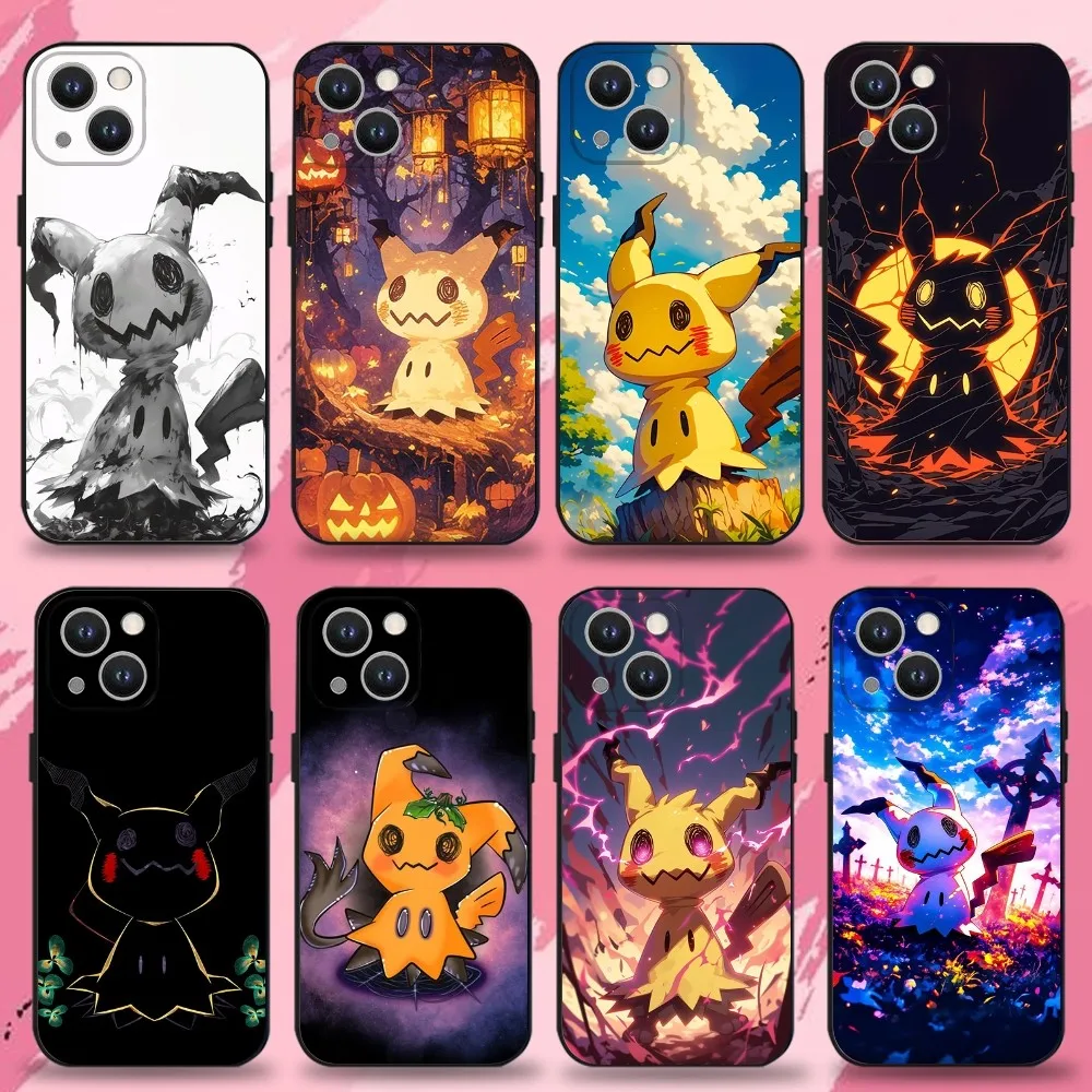 

Cute Simple M-MimikyuES-S Phone Case For iPhone 16,15,14,13,12,11 Plus,Pro Max,XS,X,XR,SE,Mini,8,7,Soft Silicone Black Cover