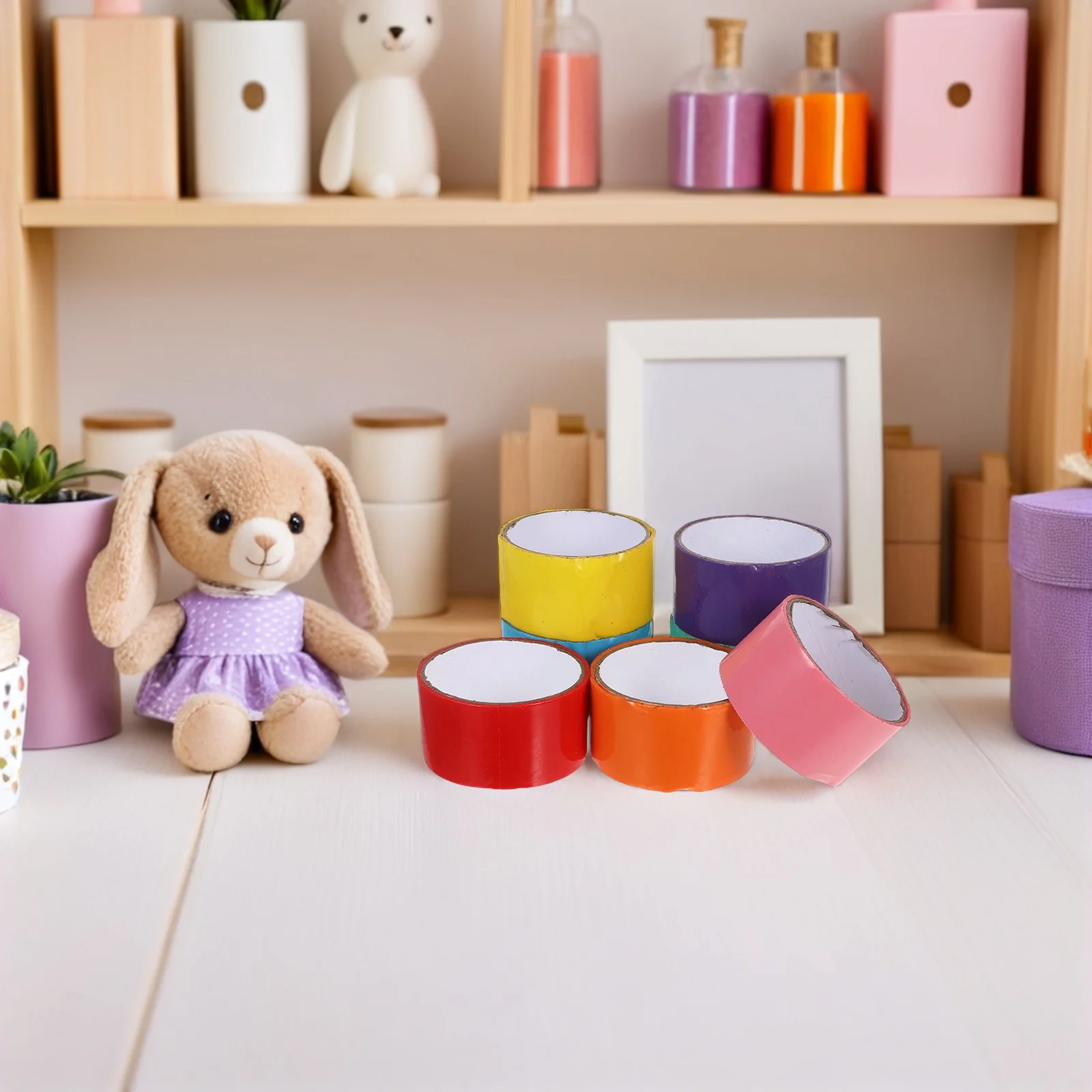 Rouleau de ruban adhésif fort arc-en-ciel, 7 pièces, large boule collante, artisanat pour enfants et adultes, décompression sensorielle, rouleau de ruban adhésif coloré