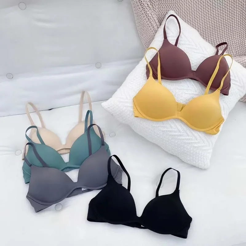 Women Seamless Bra Sexy No Wire Push Up Underwear Girls Students Breathable Thin 10 Colors Bras Female\'s Bra Breathable Gathered