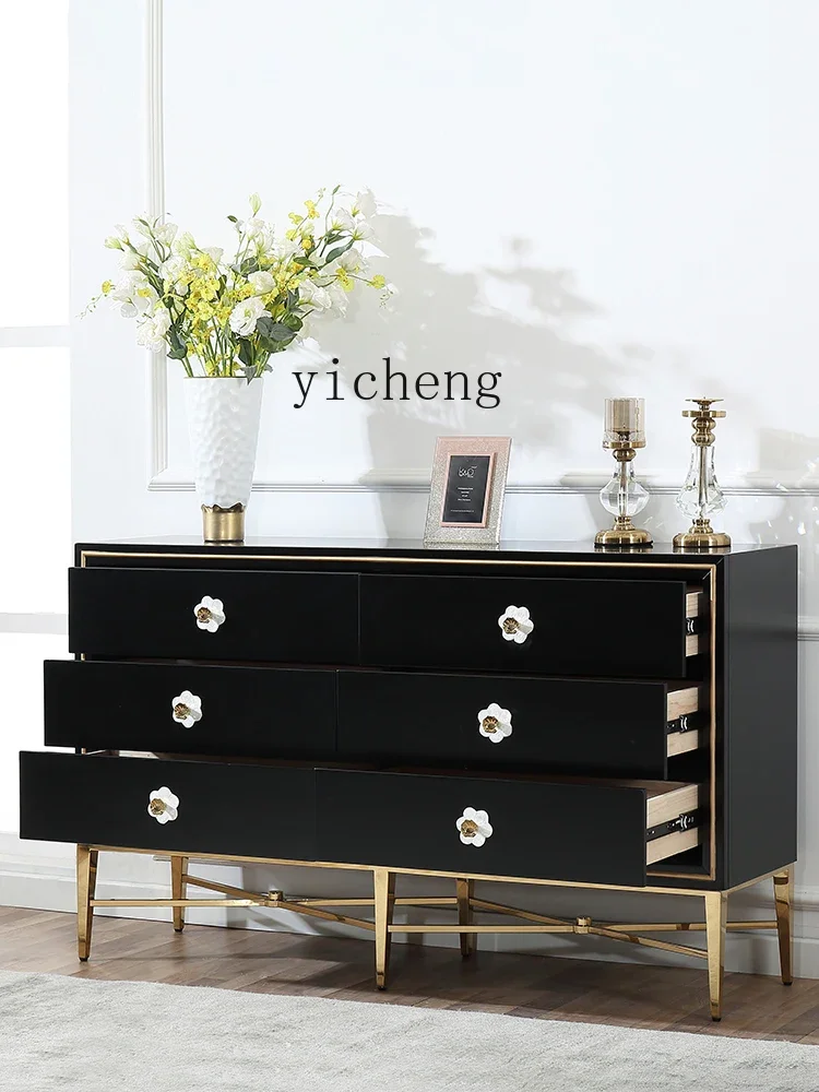ZK Light Luxury Camellia Lobby Entrance Cabinet Living Room Storage Curio Cabinet TV Bench for Bedroom