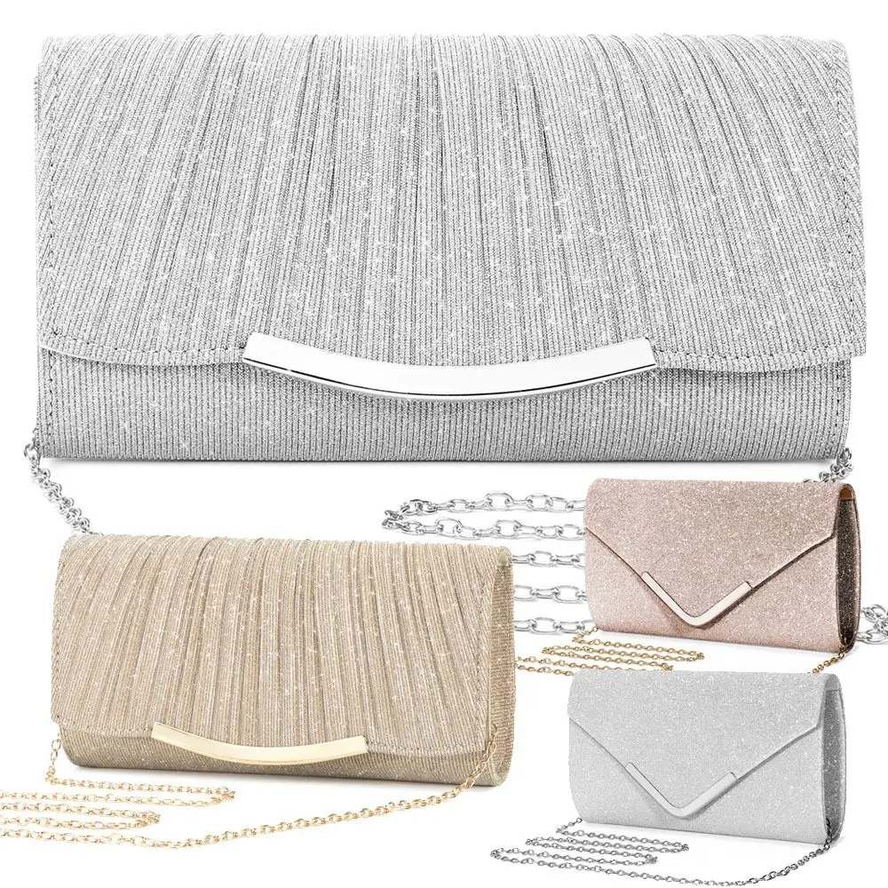 New Polyester Messenger Handbag Plain Solid Color Flap Wedding Bag Women Envelope Lady Evening Bag Women