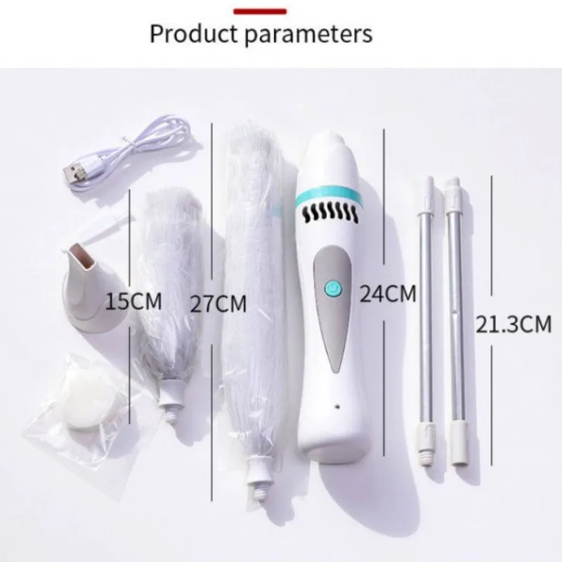 Espanador elétrico recarregável, espanador de penas ajustável, escova de limpeza de poeira, espanador instantâneo, ferramentas de limpeza doméstica