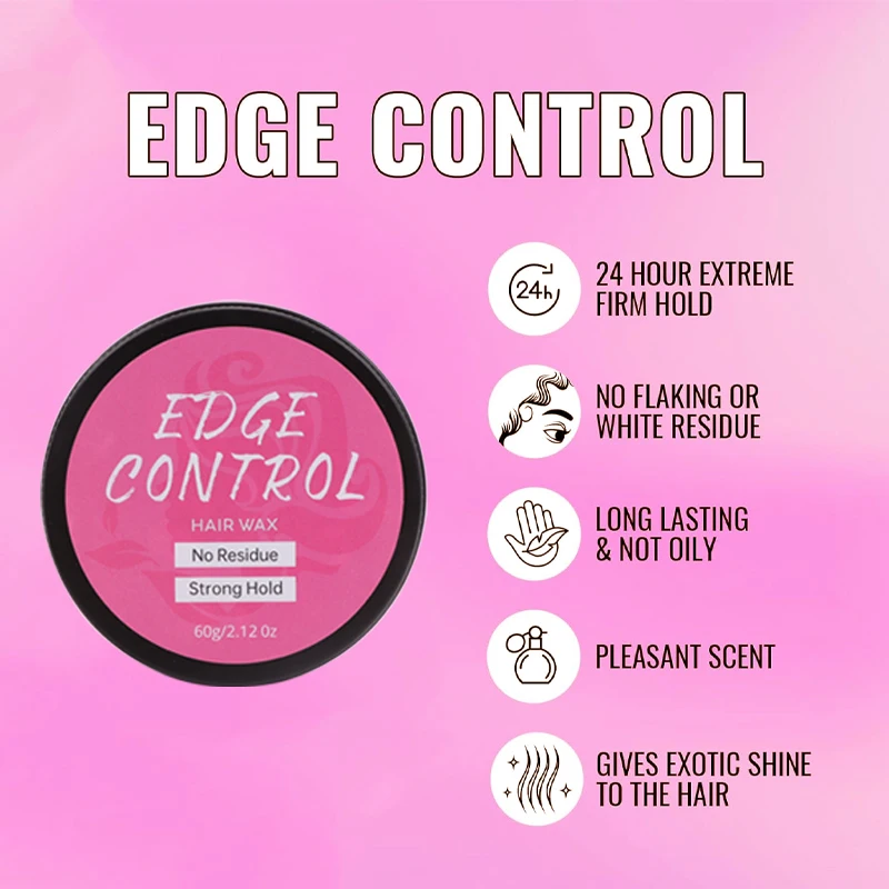 Cera de Control de bordes para mujer con cepillo, sujeción fuerte, cobertura no graso, Gel de estilismo para bordes de cabello gris, pomada para peinados sin escamas