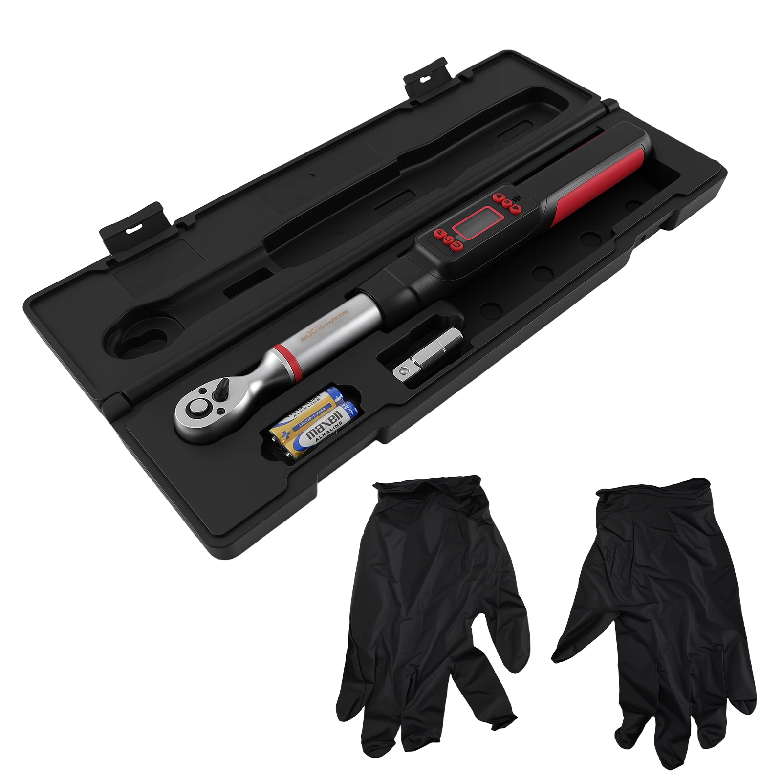 

3/8" LED Digital Torque Wrench 5-50Nm Auto Shut-Off Ratchet Tool w/ Adapters