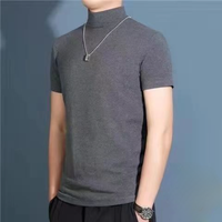 Fashion Summer 2023 Korean Luxury Comfortable Harajuku Men's Short Sleeve Oversized T-Shirt with Stand Collar General T-Shirt