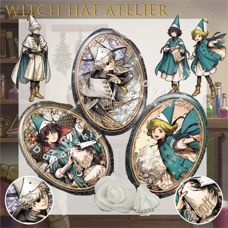 Witch Hat Atelier Tongari Boushi Atelier Qifuri Cocoa Oval Double Flash Badge Oval Shape Tinplate Button Pin Clear Cosplay Gift view 2