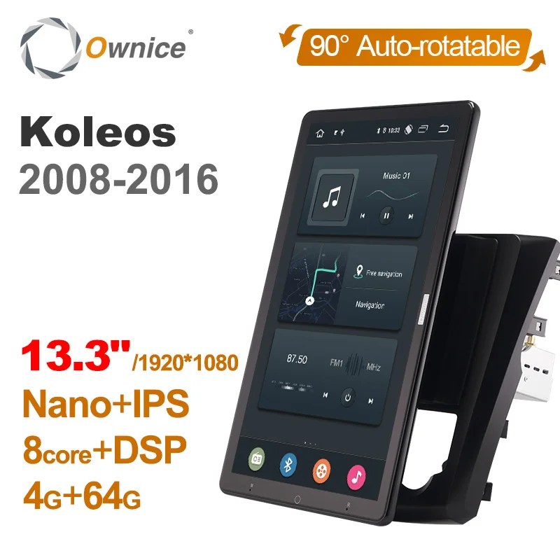 

Rotatable 1920*1080 13.3" Ownice Android 12.0 Car Multimedia for Renault Kadjar Radio Audio 4G LTE 360 Optical 8 Core No DVD