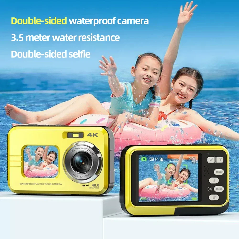 Cámara Digital impermeable para deportes al aire libre, videocámara de 48MP, 2,7 K, pantalla Dual, Zoom 16X