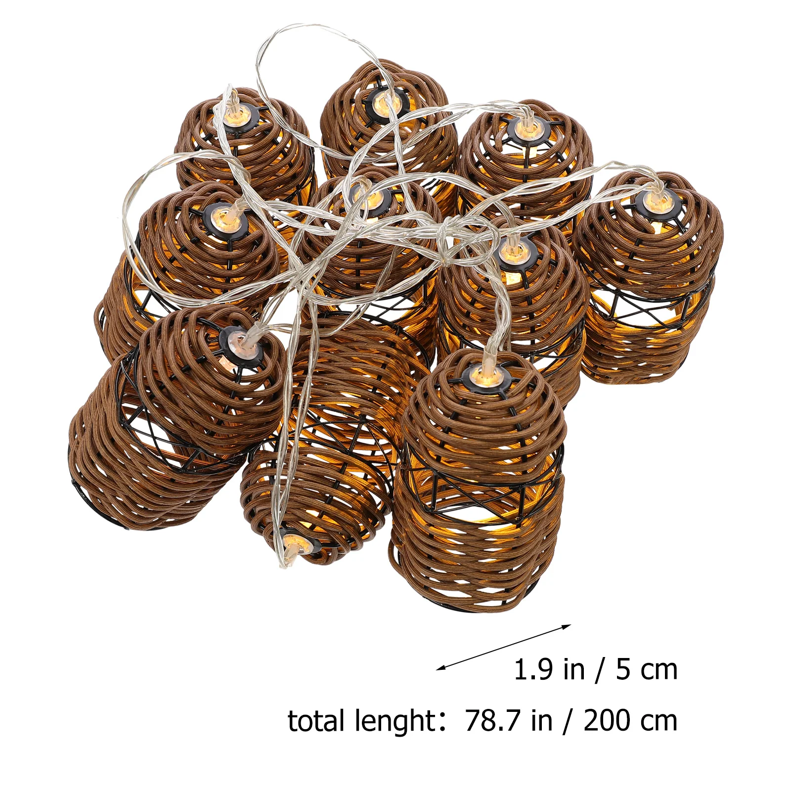 Led Decorative Light String Simulated Rattan Design Powered Warm Lights For Party Garden Restaurant Bedroom