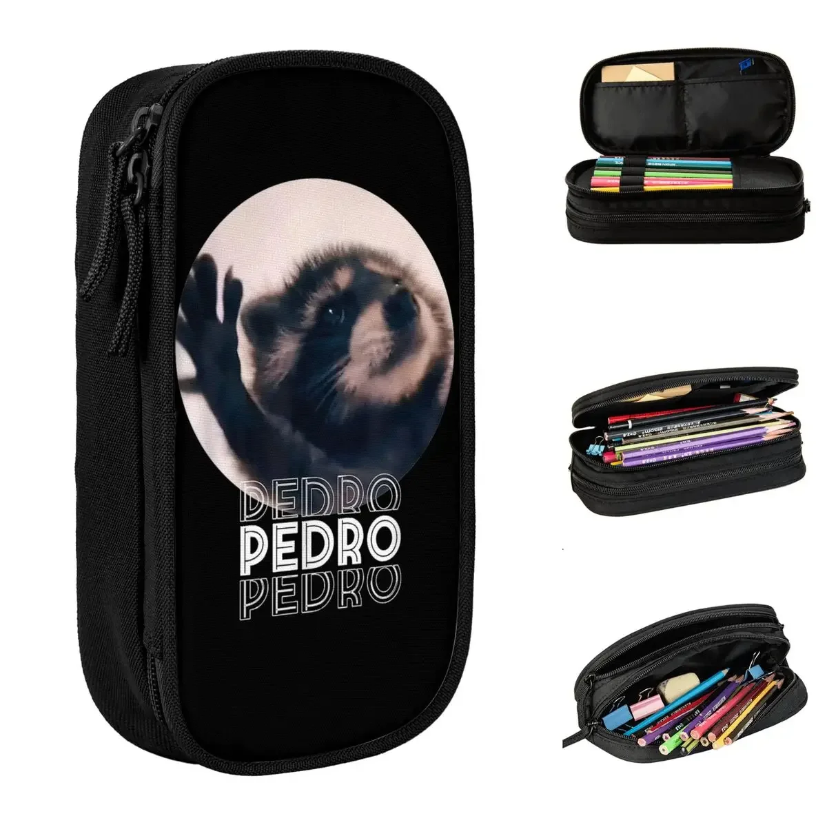 

Lovely Pedro Pedro Racoon Funny Meme Pencil Cases Cute Animal Pencilcases Pen for Girl Boy Big Capacity Bag Students Stationery