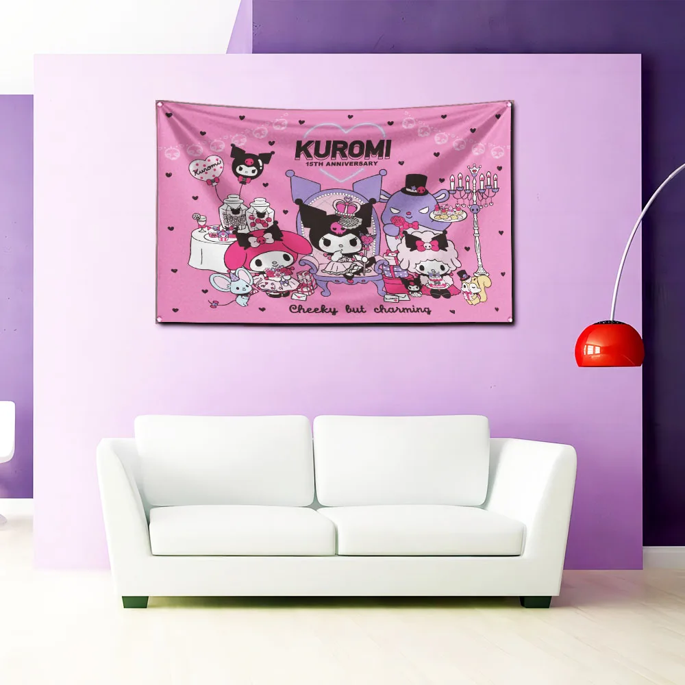 90X150cm Cartoon Cute kuromis Flag Poliestrowa drukowana dekoracja pokoju dziewczęcego lub wewnętrzny baner gobelinowy