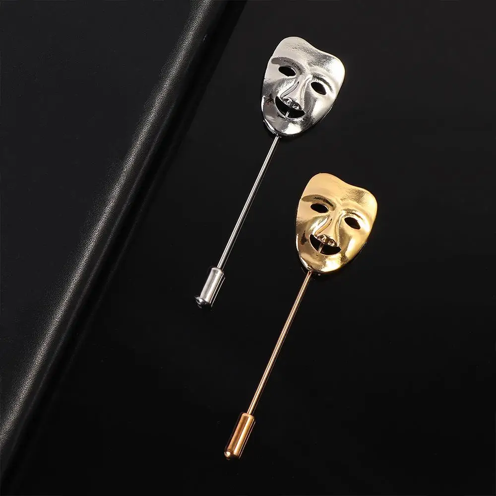 Personality Face Brooch Vintage Gold Silver Color 3D Mask Lapel Pin for Clothes Decoration Jewelry Accessories