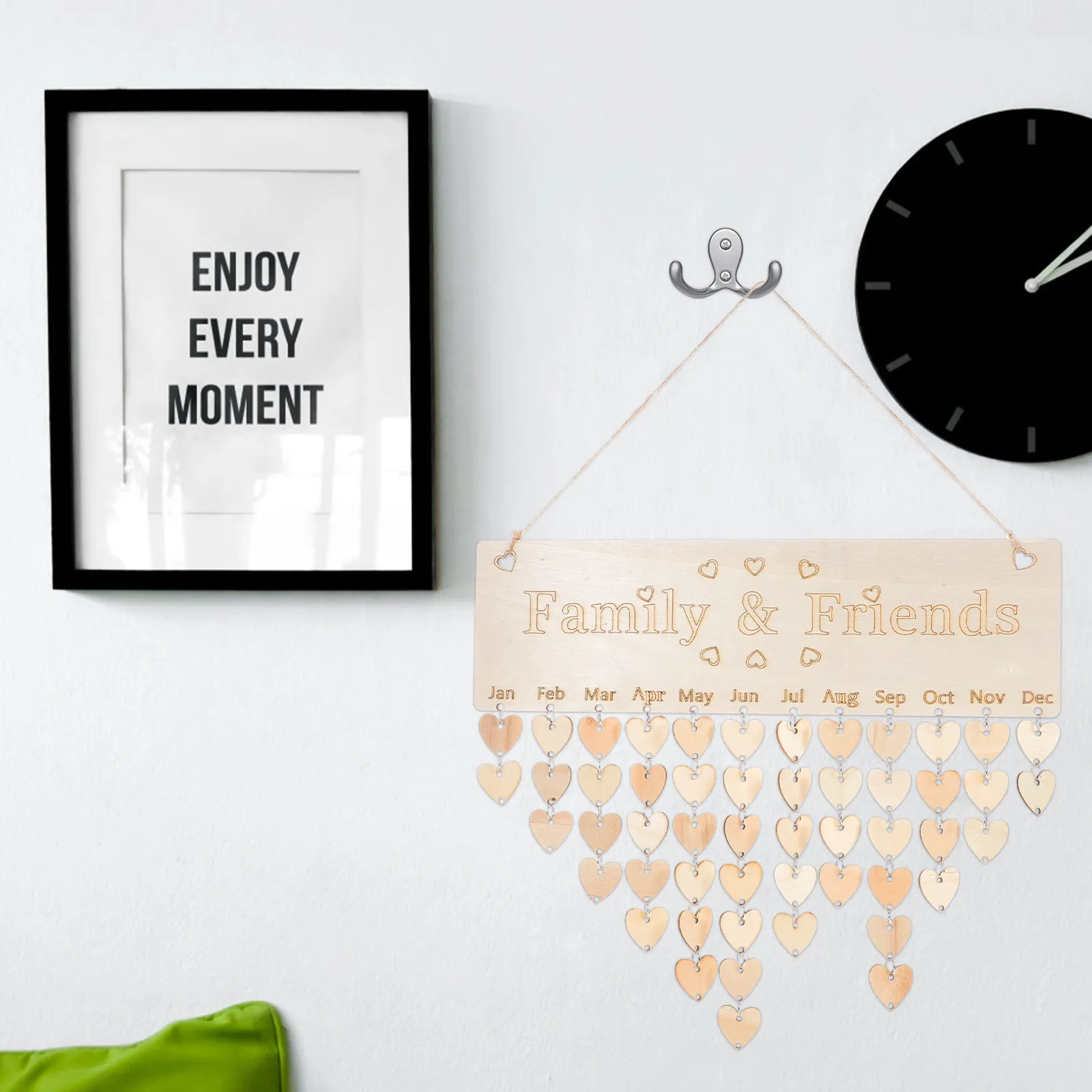 

1Set Family Birthday Calendar Board Wooden Hanging Sign DIY Rustic Plaque for Wall Decor Birthday Reminder Family Organizer