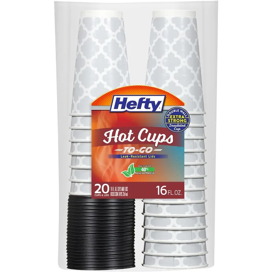 

Hefty Paper Disposable Hot Cups with Lids LeakResistant Disposable Coffee Cups Double Insulated To Help Prevent Burning TightFi