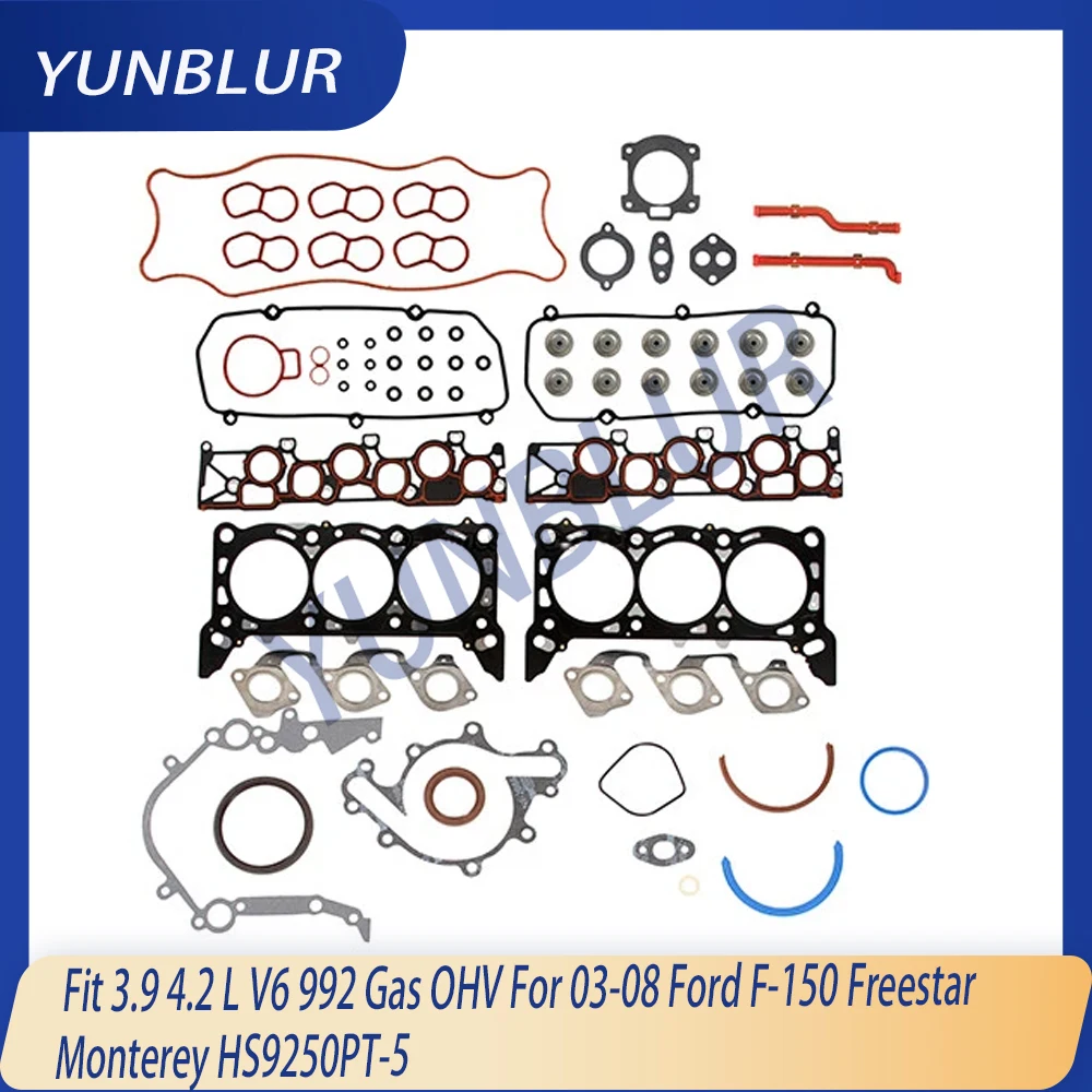 Juego de juntas de culata de piezas de motor compatibles con 3,9 4,2 L V6 992 Gas OHV para 03-08 Ford F-150 Freestar Monterey HS9250PT-5