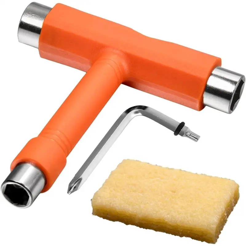 

AC23-Skate Tools Skate Wrench Tools T Tool With Allen Wrench Head Screwdriver For Longboards Skateboards Quads Wheels