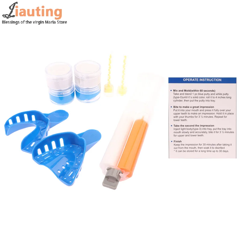 Materiale per impronte dentali Corpo leggero Base per mastice Mastice Catalizzatore Punte di miscelazione Kit Stampaggio per odontoiatria Materiali in silicone