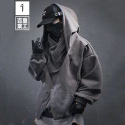 Spring New Arrvial Fake Two Piece Techwear Style Turtleneck Hoodies Men Y2K High Street Tactical Function Long Sleeve Tops