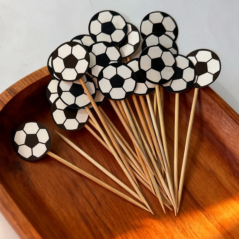 20-50 Piezas de Adornos para Cupcakes con Forma de Balón de Fútbol para Niños, Decoración para Pasteles de Fiesta de Cumpleaños con Temática de Fútbol, Suministros para Decoración de Postres, Tarjetas de Regalo DIY