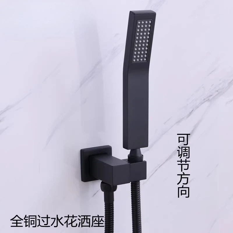 

Full copper shower black perforated shower seat bracket adjustable bathroom nozzle