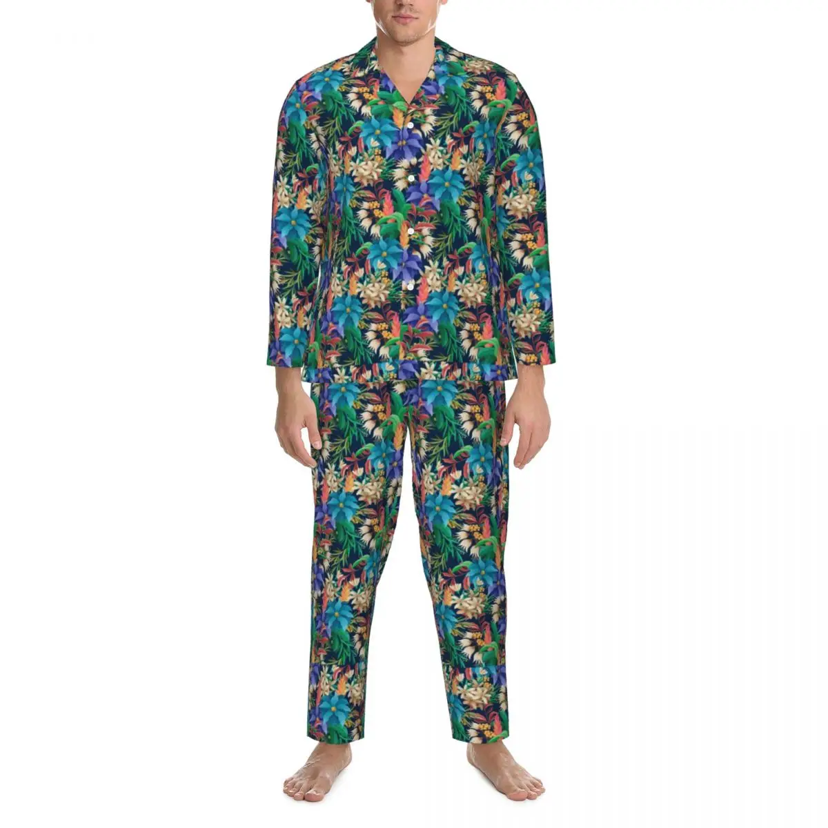 

Tropical Floral Pajama Sets Hawaiian Designs Fashion Sleepwear Unisex Long Sleeve Aesthetic Home Two Piece Nightwear Plus Size