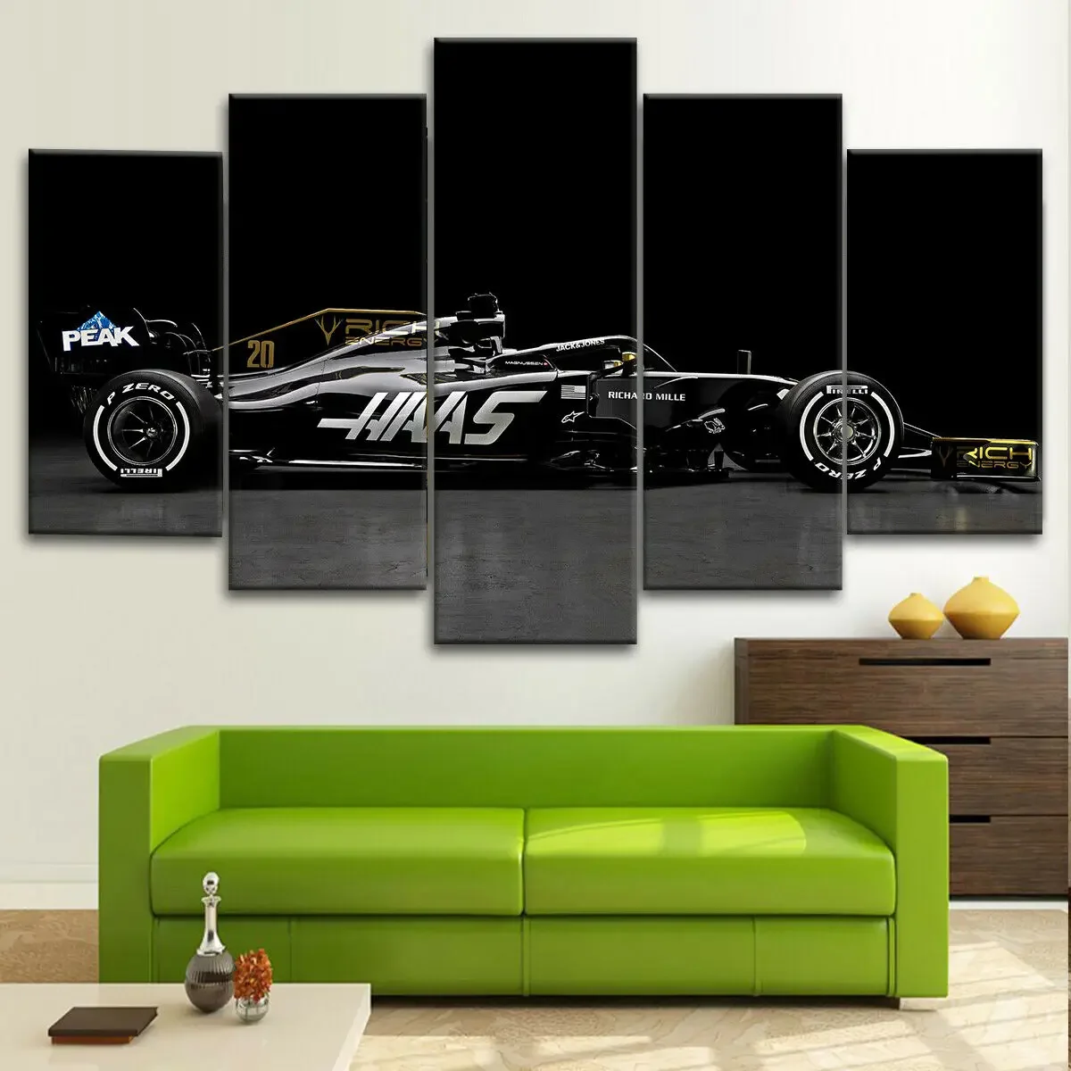 No Framed Canvas 5Pcs F1 Formula Black Super Car Wall Art Posters Pictures Paintings Home Decor Living Room Decoration