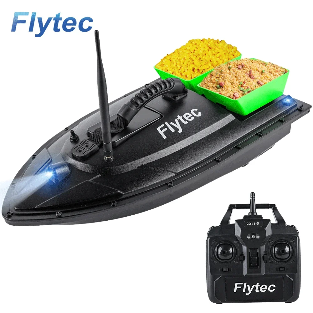 Flytec 2011-5 500M Remote Control Bait Boat Fishing Boat Double Motor LED Light With Dual Hoppers