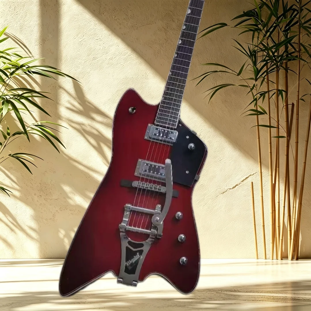 Wine Red Fire Electric Guitar Mahogany Body Double Humbucker Big Tremolo Hard Rock Band Rehearsal Live Recording Collection