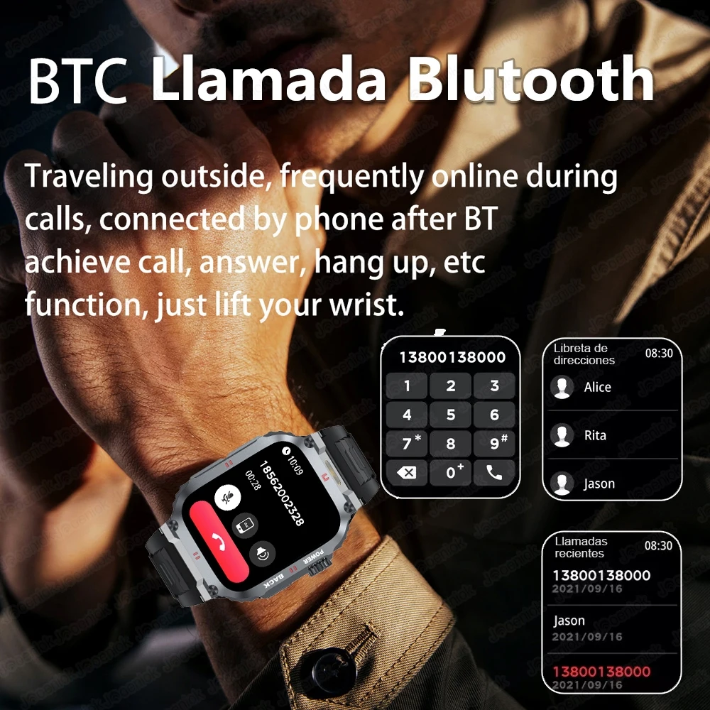 ساعة ذكية للرجال رياضية خارجية بلوتوث مكالمة 1.91 بوصة شاشة كاملة تعمل باللمس مصباح يدوي 110 + وضع رياضي ساعة ذكية 2025 جديد