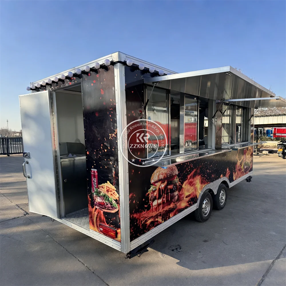 Chariot de nourriture Mobile, Concession entièrement équipée, barbecue, fumoir, vente de gril, camion de nourriture, remorque avec disposition de cuisine personnalisée