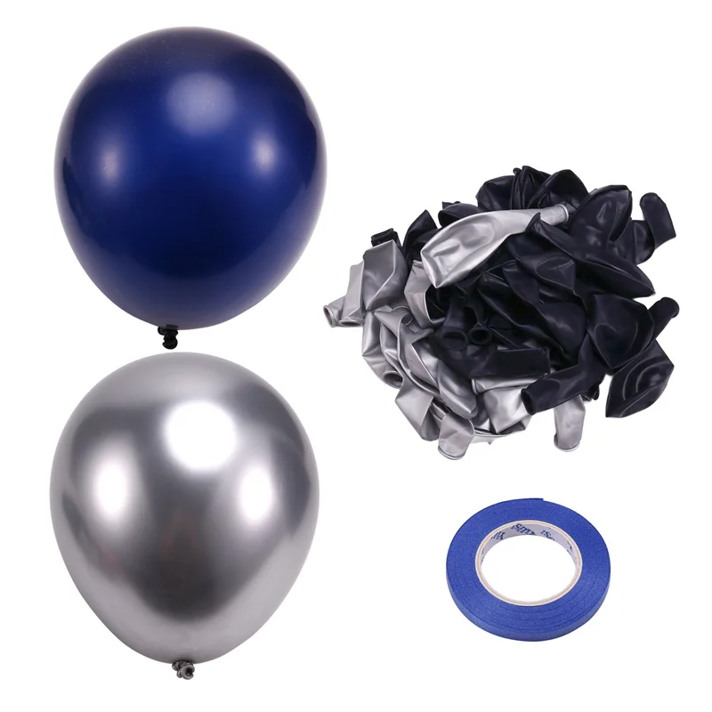 Blue And Silver Balloons, 67Pcs 12 Inch Blue And Silver Gathering Balloons For Birthday, Graduation