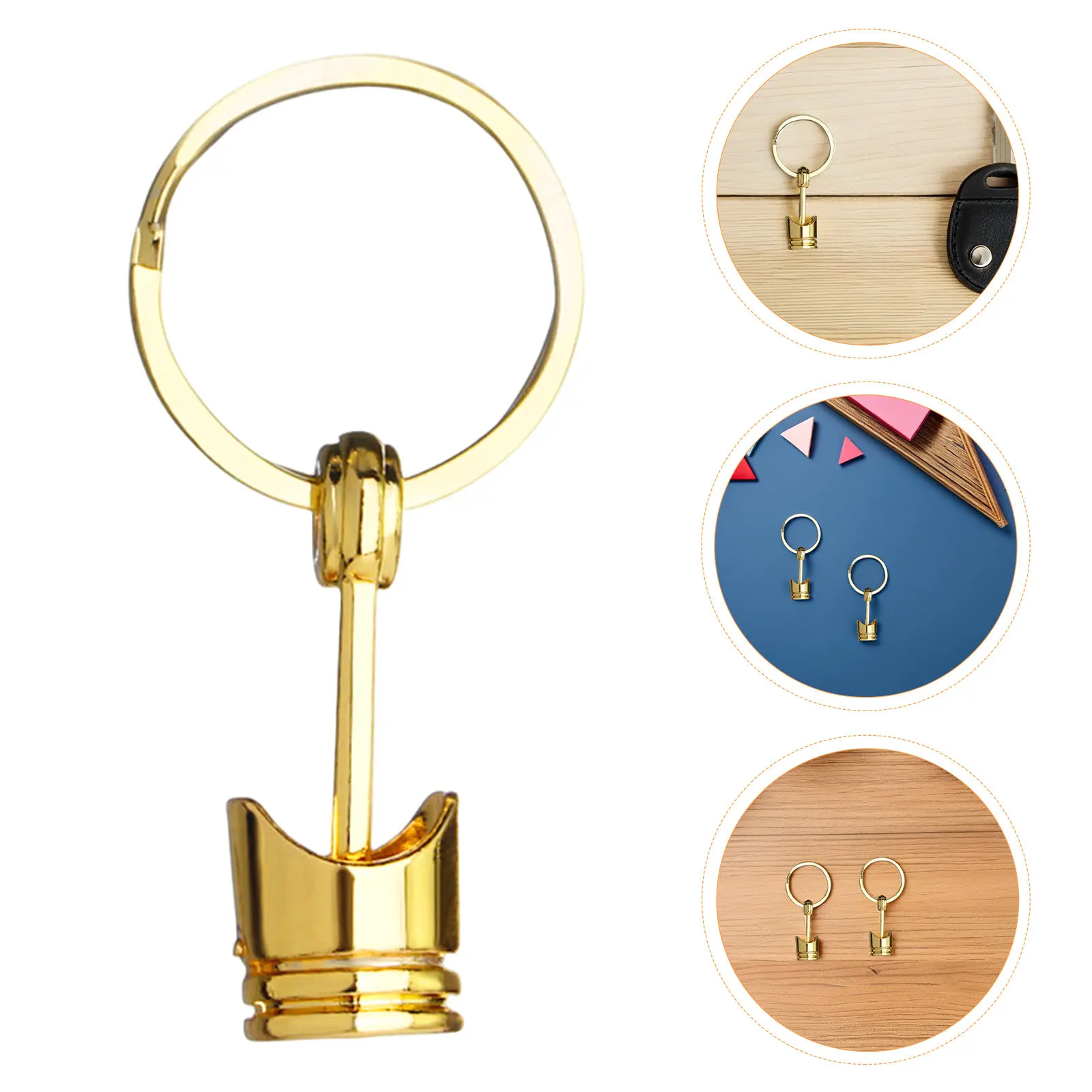8Pcs Piston Keychain Metal Car Key Holder Realistic Engine Design Heavy Duty Key Ring for Men Auto Fans Mini Turbine Style
