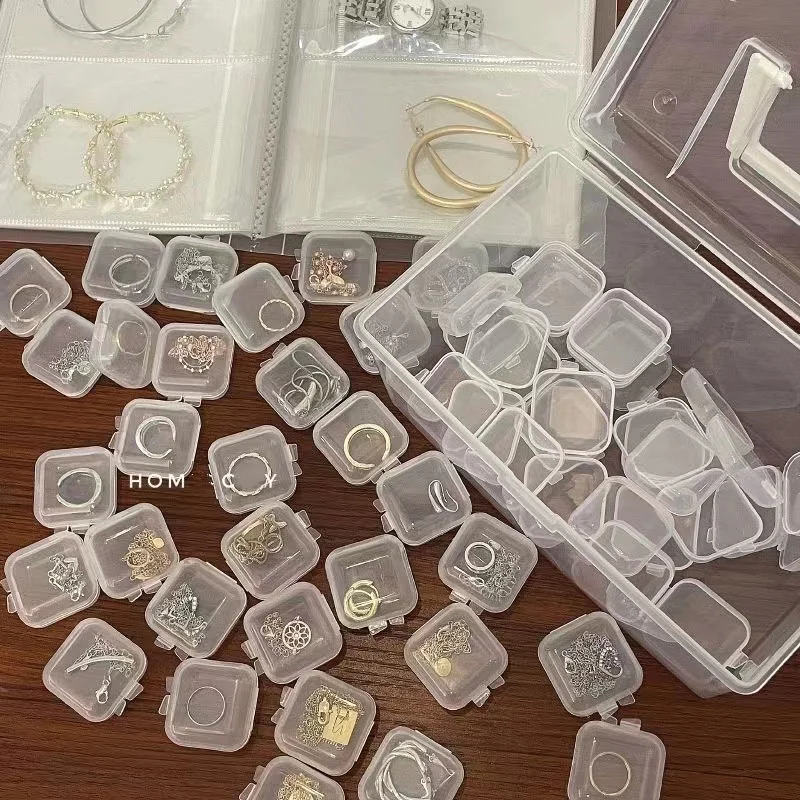 Empty Mini Clear Plastic Organizer Storage Box Containers  for Jewelry Beads Small Crafts Items Multipurpose Storage Accessories