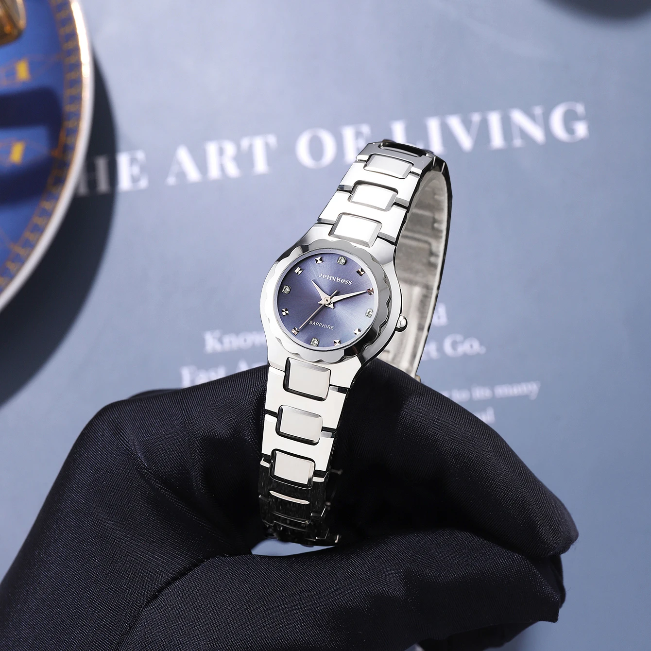 OUPAI круглые женские кварцевые часы из вольфрамовой стали, повседневные маленькие и изысканные женские часы со шкалой со стразами