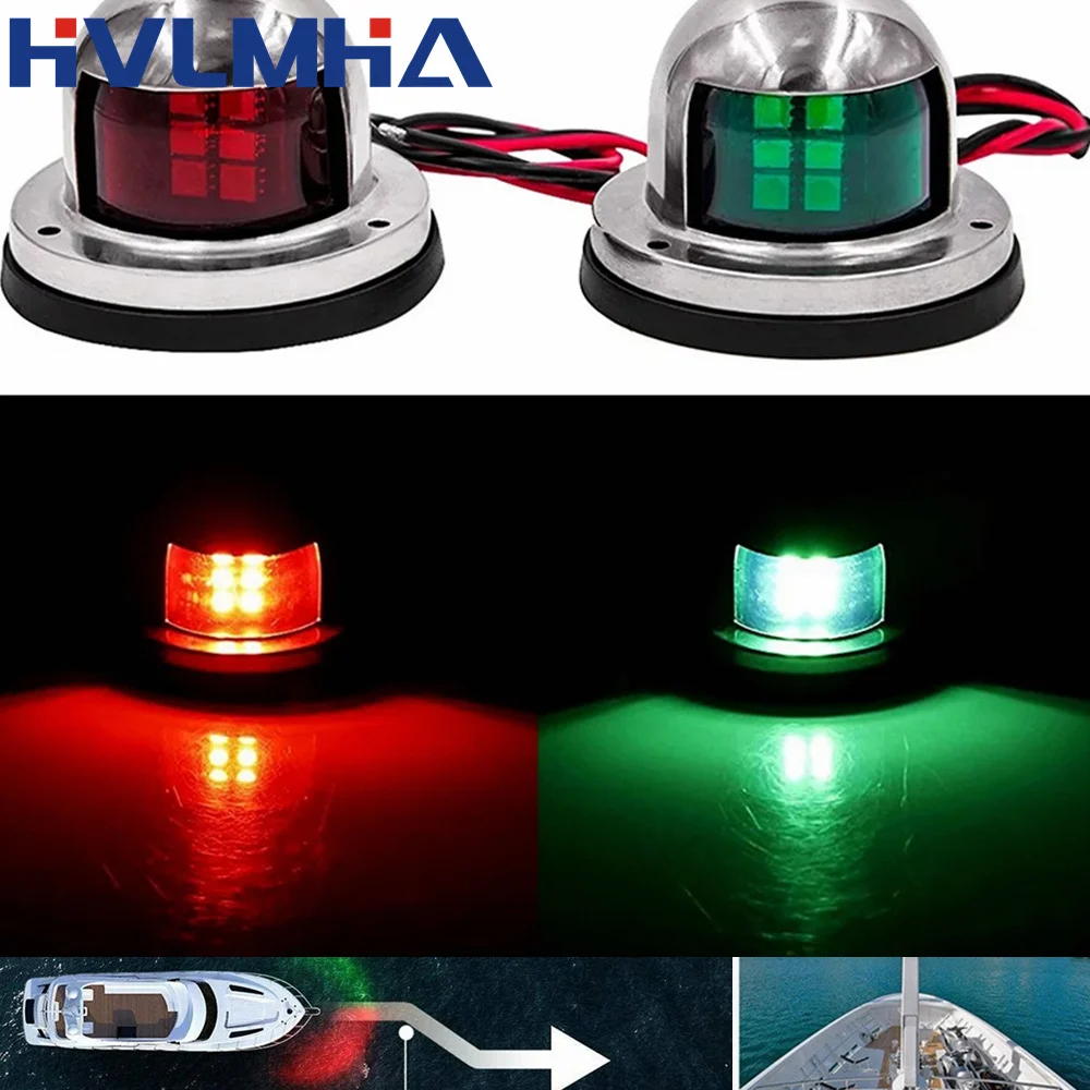 1-2Pc 12v LED IP65 Red Green warning Lights For Yacht lights Boat Navigation Light Deck Mount Sailing Signal Lamps ship lights