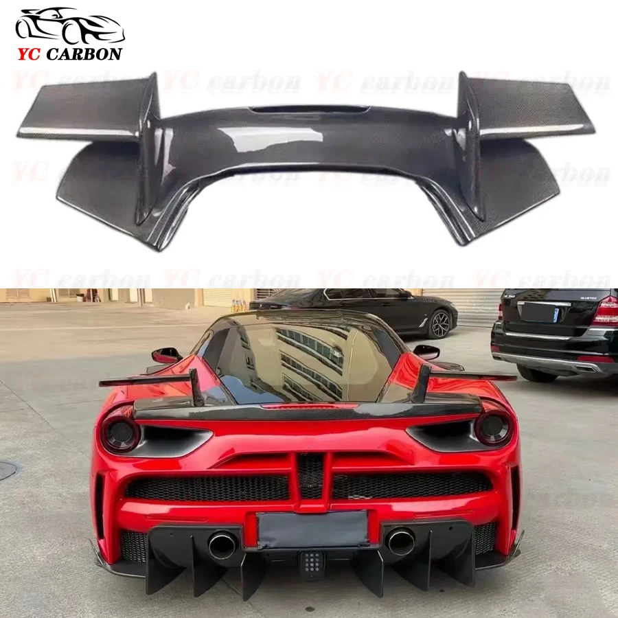 Carbon fiber Spoiler For Ferrari 488 mansory Style Rear Tail fins Duckbill Car Wing Retrofit the rear wing upgraded body kit