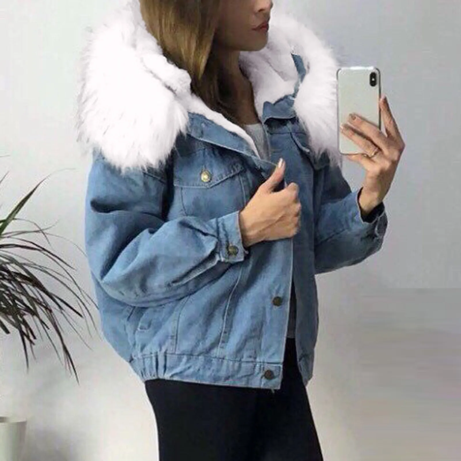 Women's Thickened Overcoat Warm Long Sleeve Winter Fleece Lined Hoodie Solid Color Basic Jackets Chaqueta Mujer Korean Style