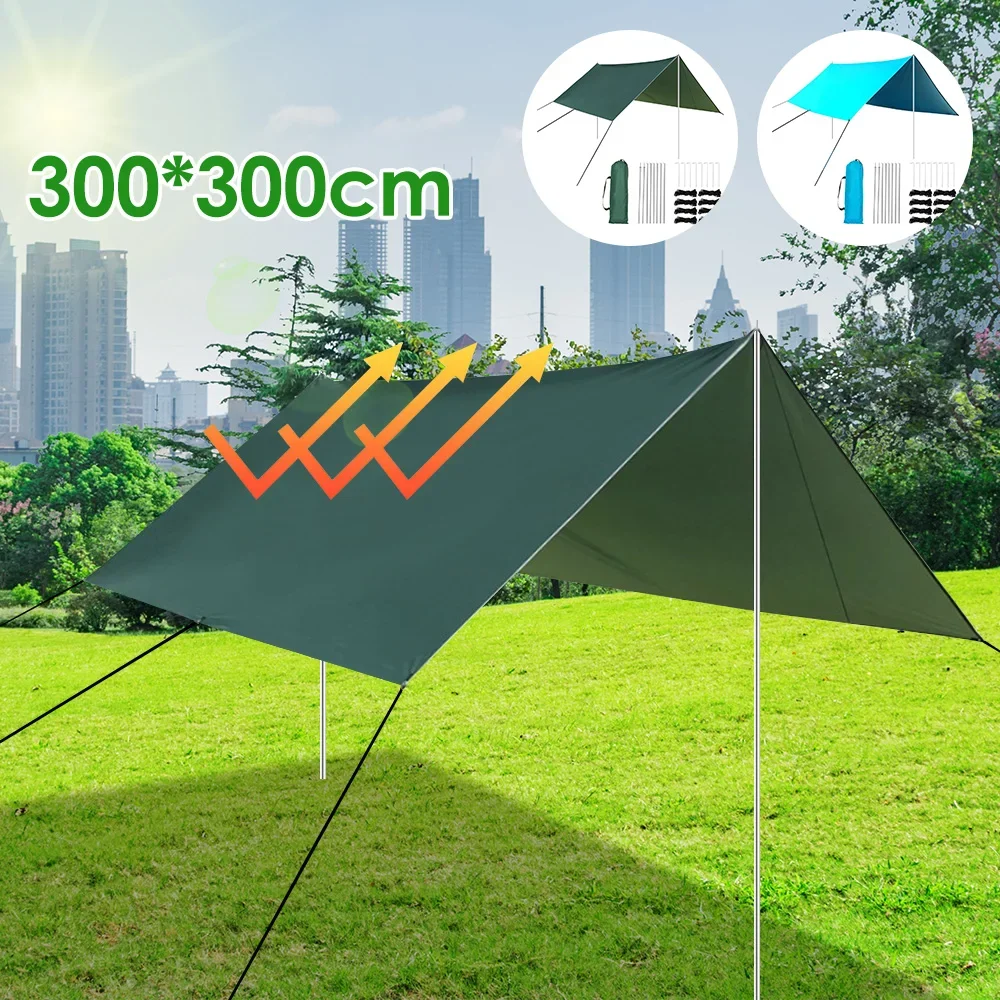 3x3M Waterproof Awning Tent Sun Shelter Hammock for Outdoor Camping Beach Garden Shade