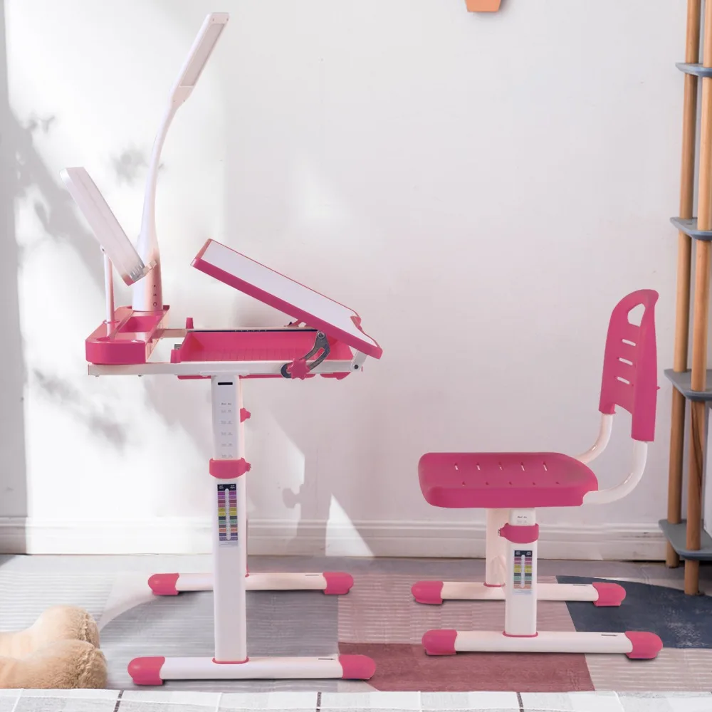 طقم مكتب وكرسي للأطفال باللون الوردي #6